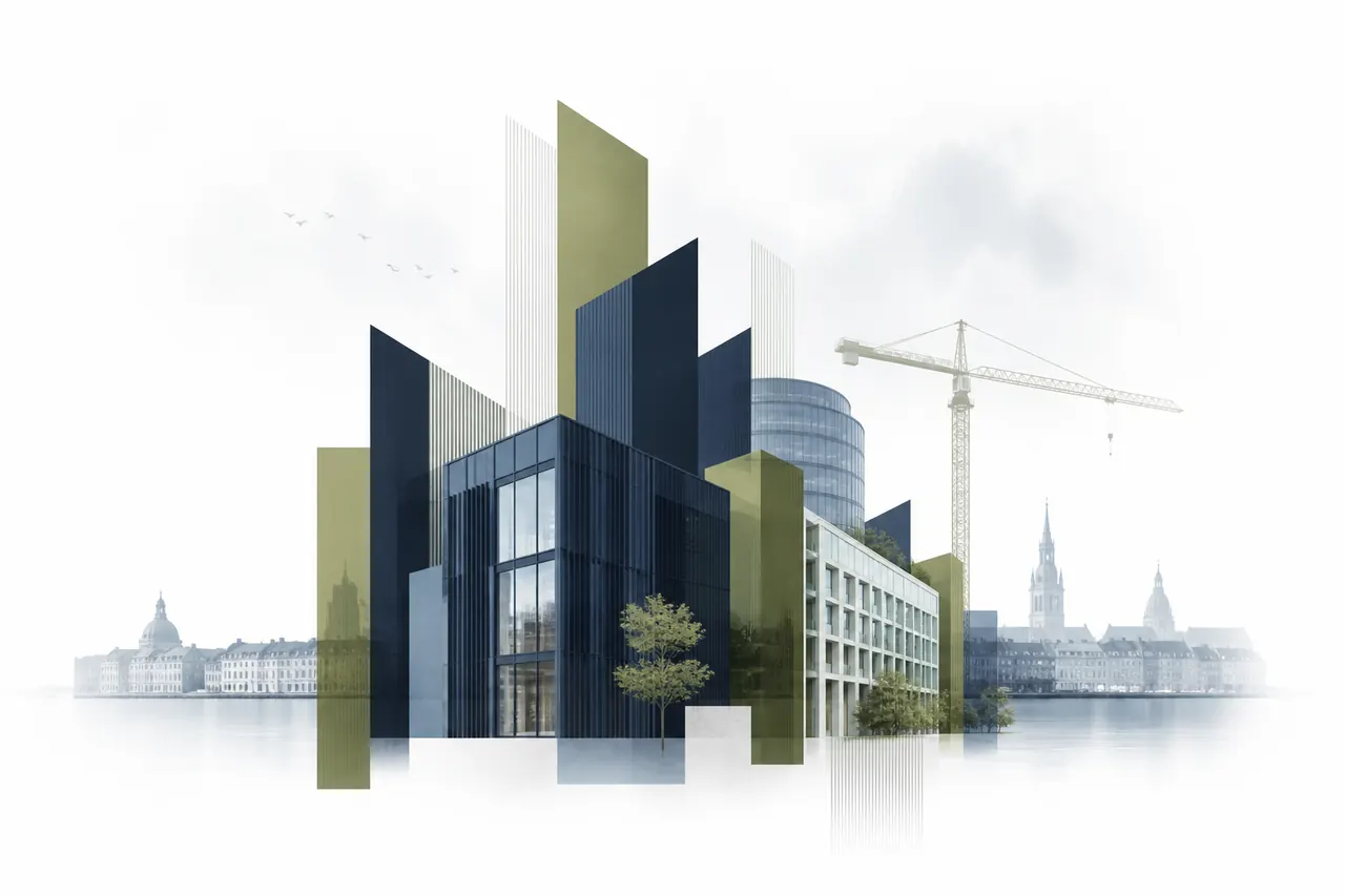 Illustration af moderne byggeri